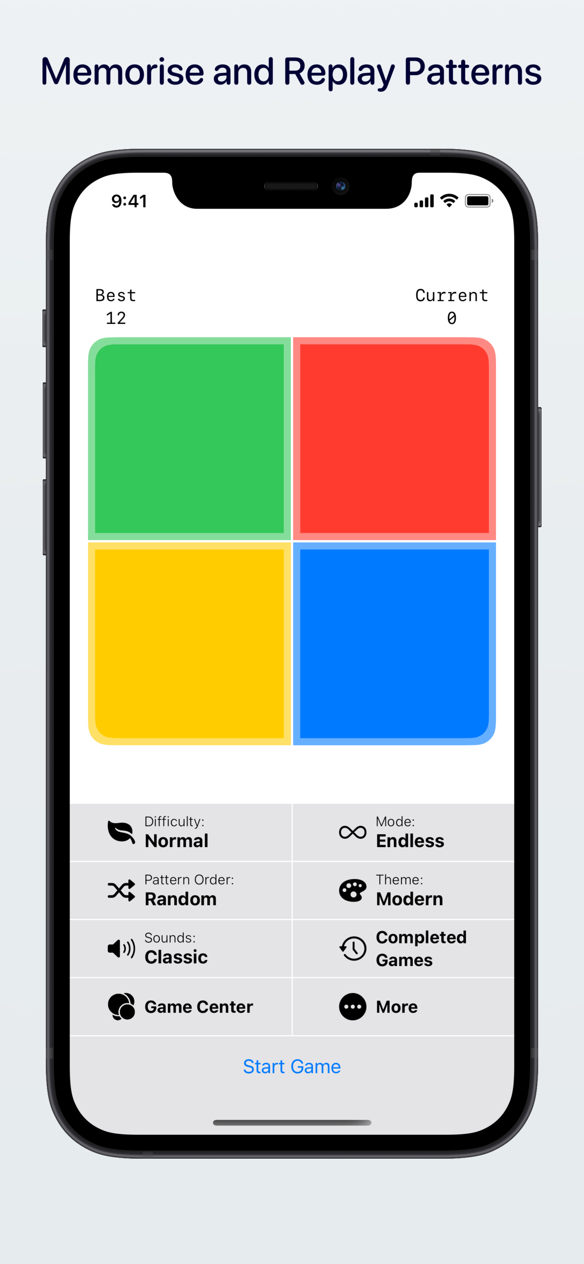 Four Squares iOS App Game Board Screenshot